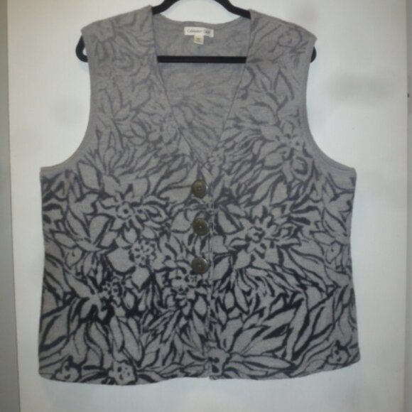 🖤 Coldwater Creek 100% Wool Vest – Floral Color changing Pattern – Size 1X - Picture 1 of 14